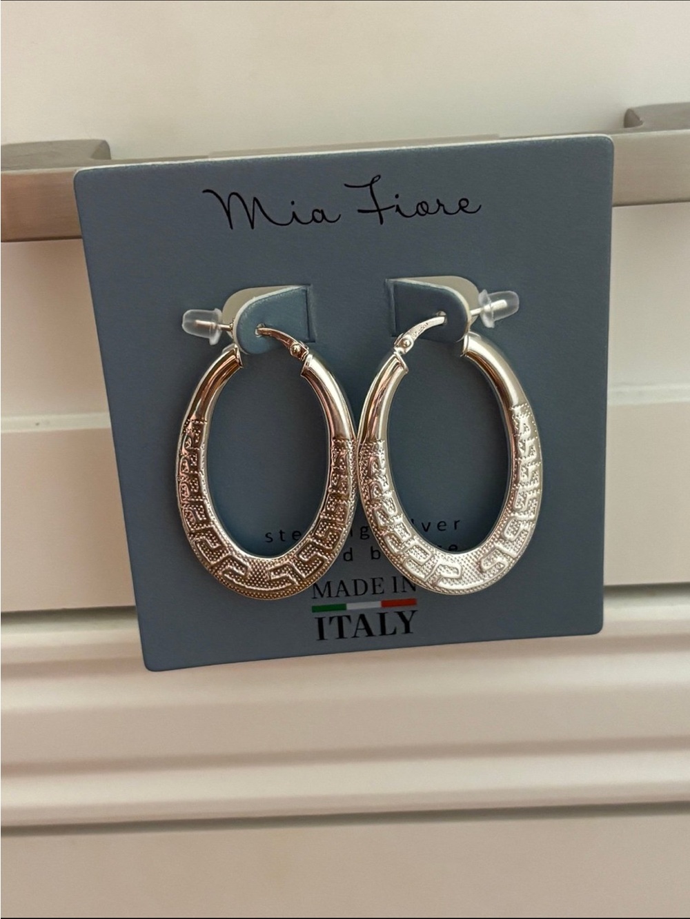 Mia Fiore Sterling Silver Plated Bronze Embellished Hoop Earrings RARE